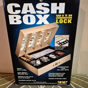 New Vintage Heavy Duty Steel Metal Combination Lock Cash Money Box
